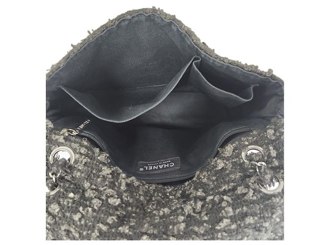 Sac à épaule 2-way Chanel Coco Mark Tweed Kaki - vue 7