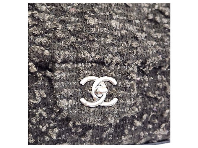 Sac à épaule 2-way Chanel Coco Mark Tweed Kaki - vue 9