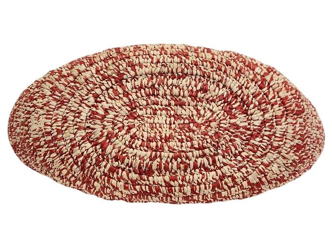 mala Média Loewe Eclipse em Ráfia e Pele de Vitela Vermelho Bege - vista 5