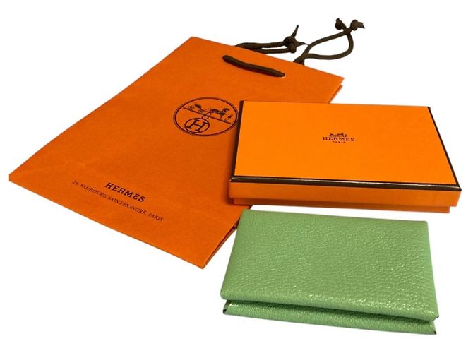 Hermès Hermes Calvi Verso Chevre Mysore Card Case Green - view 11