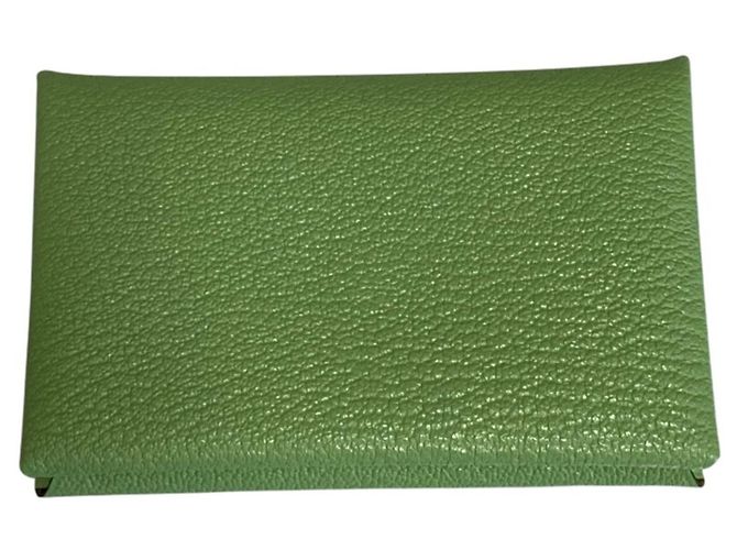 Hermès Hermes Calvi Verso Chevre Mysore Card Case Green - view 4