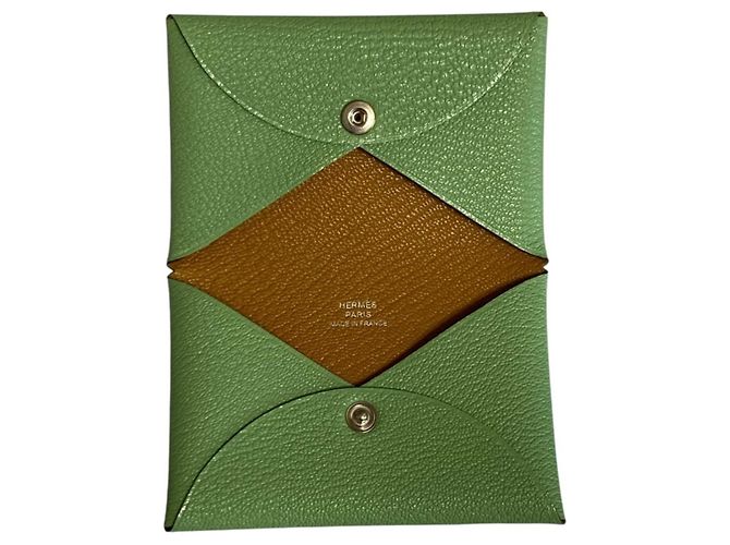 Hermès Hermes Calvi Verso Chevre Mysore Card Case Green - view 8