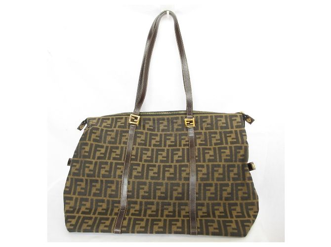 Fendi Vintage Zucca Pattern Tote Bag Braun Schwarz - Ansicht 2
