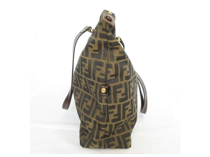Fendi Vintage Zucca Pattern Tote Bag Braun Schwarz - Ansicht 3