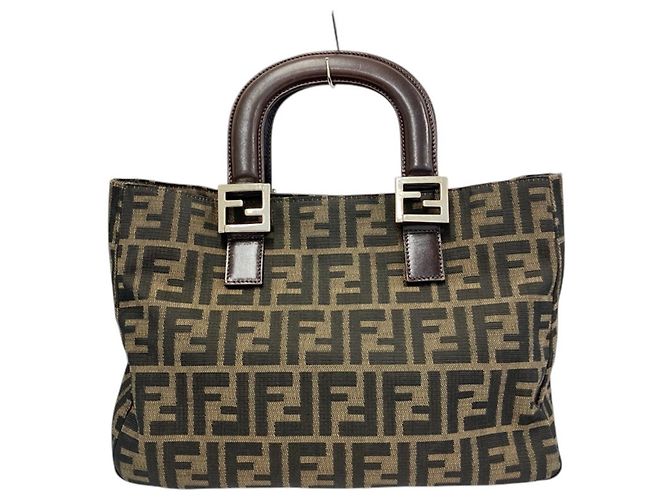 Sac à main Fendi Zucca Canvas Marron - vue 3