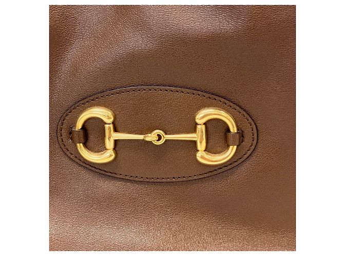 Sac cabas en cuir Gucci Horsebit 1955 Marron - vue 6