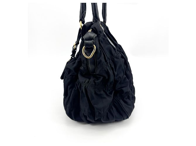 Prada Gaufre Convertible Tessuto Large Negro - vista 3