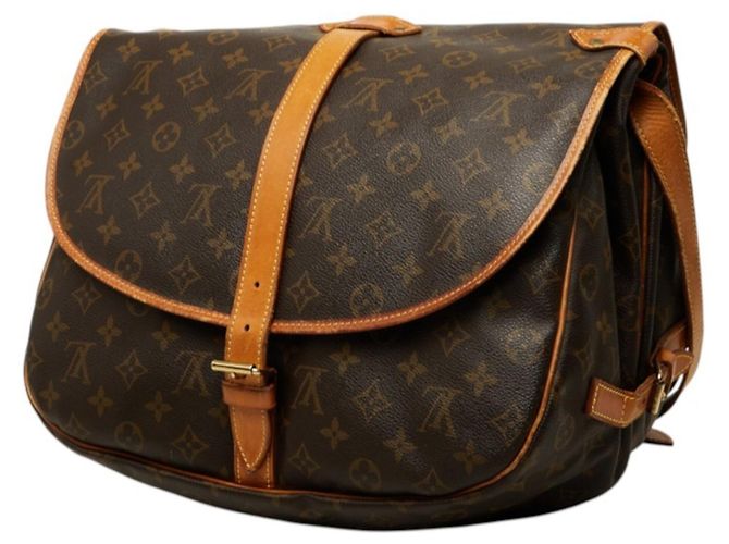 Bolso de hombro Louis Vuitton Monogram Saumur 35 Castaño - vista 2