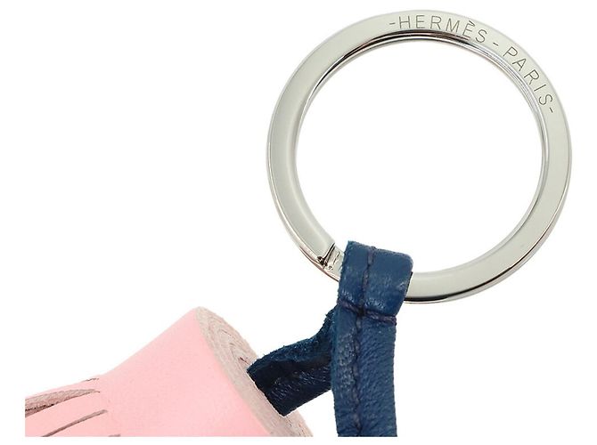 Hermès Chaveiro Hermes Carmen Unodos Charm Prata Rosa Azul - vista 5