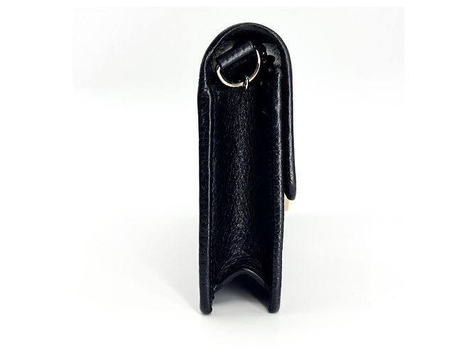 Gucci Interlocking Wallet on Chain Leder-Portemonnaie Schwarz - Ansicht 3