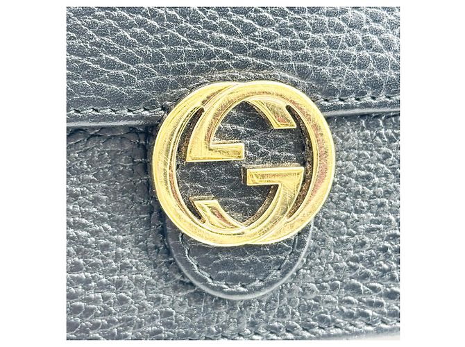 Gucci Interlocking Wallet on Chain Leder-Portemonnaie Schwarz - Ansicht 7