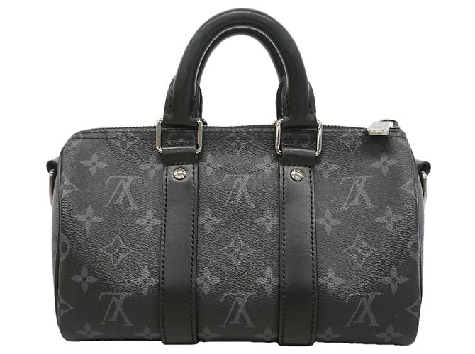 Bolsa Louis Vuitton Monogram Eclipse Reverse Keepall Bandoulière 25 Marrom Preto - vista 12