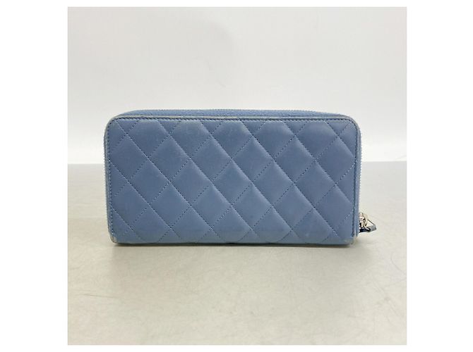 Chanel Matelassé Lambskin Long Wallet Blue - view 10