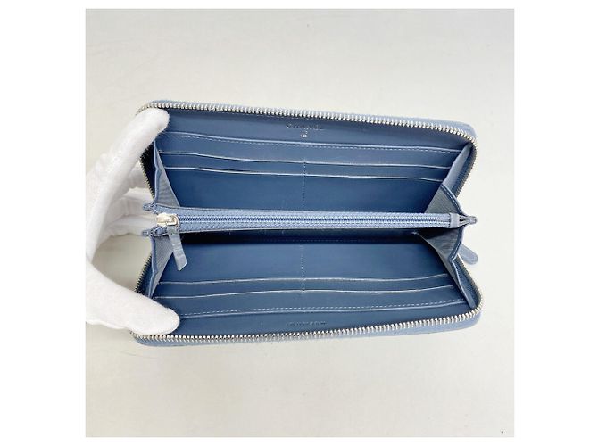 Chanel Matelassé Lambskin Long Wallet Blue - view 3