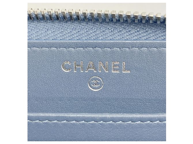 Chanel Matelassé Lambskin Long Wallet Blue - view 4
