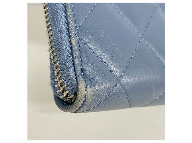 Chanel Matelassé Lambskin Long Wallet Blue - view 5
