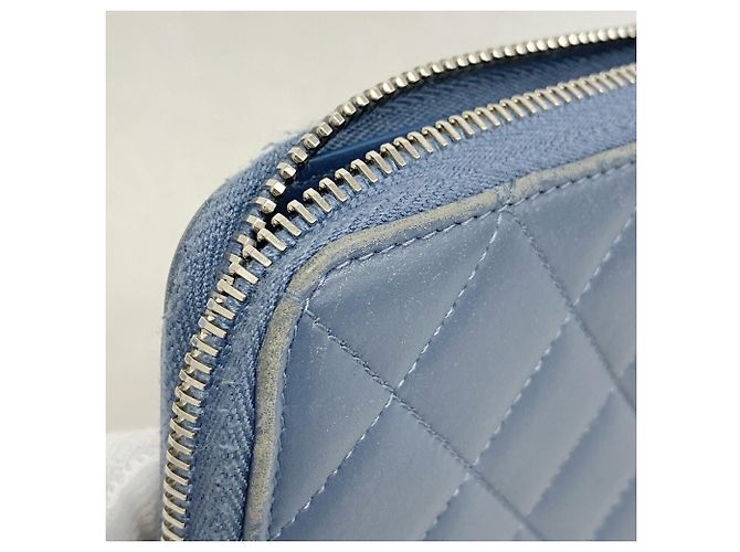Chanel Matelassé Lambskin Long Wallet Blue - view 6