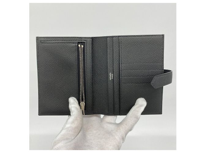 Hermès Portafoglio compatto Hermes Bearn in pelle Epsom nera Nero - vista 3