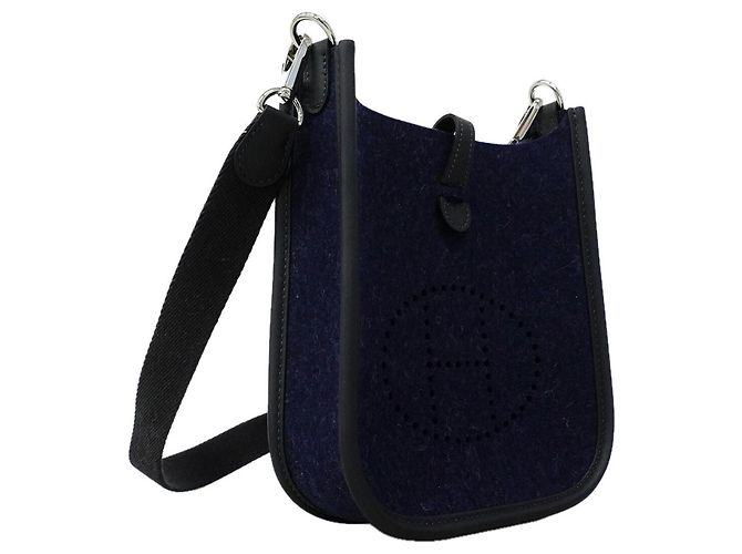 Hermès Borsa a tracolla Hermes Evelyne TPM in feltro Blu - vista 2