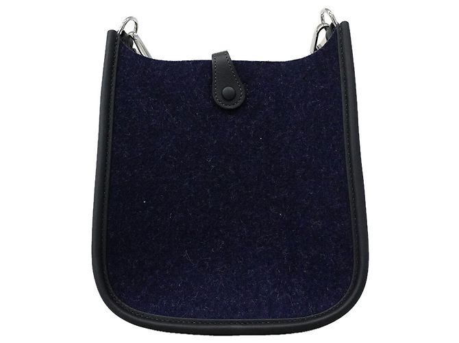 Hermès Borsa a tracolla Hermes Evelyne TPM in feltro Blu - vista 6