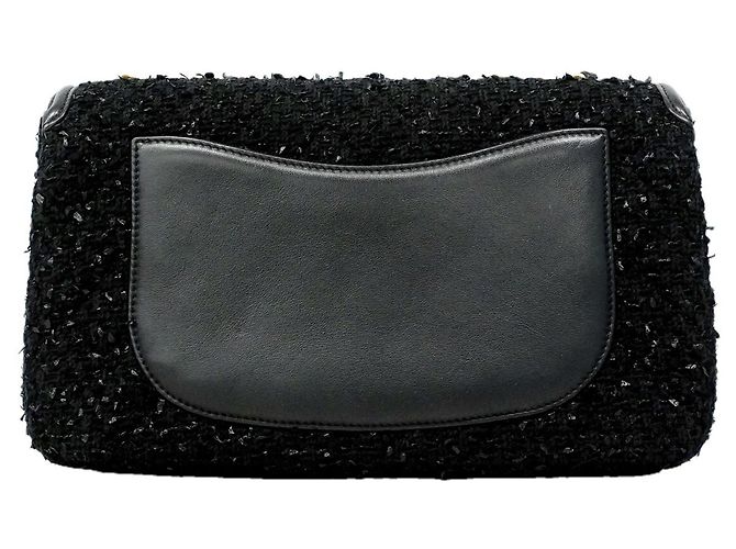 Timeless Bolsa de ombro Chanel em tweed preto - vista 11