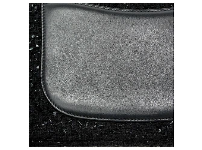 Timeless Bolsa de ombro Chanel em tweed preto - vista 7