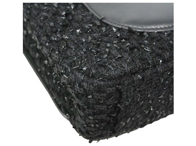 Timeless Bolsa de ombro Chanel em tweed preto - vista 8