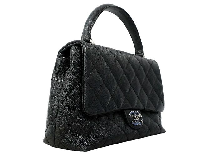 Bolsa Chanel Matelassé em couro de bezerro granulado preto - vista 2