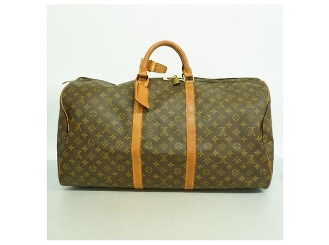 Sac Louis Vuitton Boston Monogram Keepall 60 Marron - vue 13