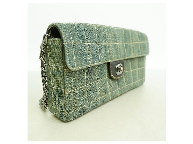 Chanel Denim Blue Chocolate Bar Chain Schultertasche Blau - Ansicht 2