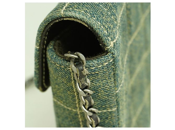 Chanel Denim Blue Chocolate Bar Chain Schultertasche Blau - Ansicht 6