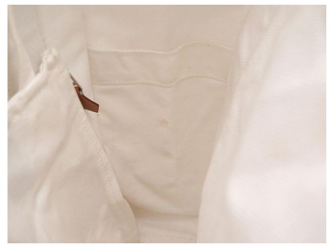 Hermès BORSA A MANO HERMES FOURRE TOUT VERTICAL IN tela CABAS BIANCO POCHETTE BAG - vista 12