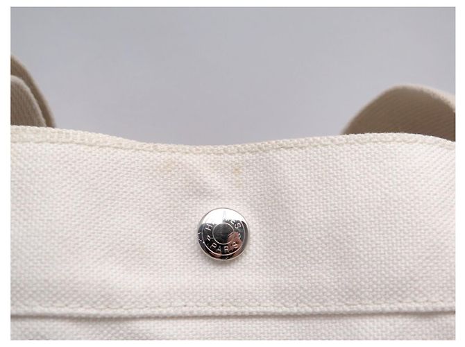 Hermès BORSA A MANO HERMES FOURRE TOUT VERTICAL IN tela CABAS BIANCO POCHETTE BAG - vista 14