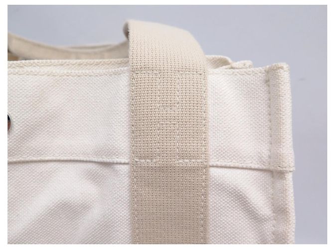 Hermès BORSA A MANO HERMES FOURRE TOUT VERTICAL IN tela CABAS BIANCO POCHETTE BAG - vista 19