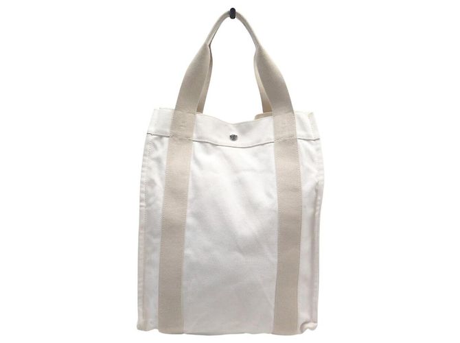 Hermès BORSA A MANO HERMES FOURRE TOUT VERTICAL IN tela CABAS BIANCO POCHETTE BAG - vista 2