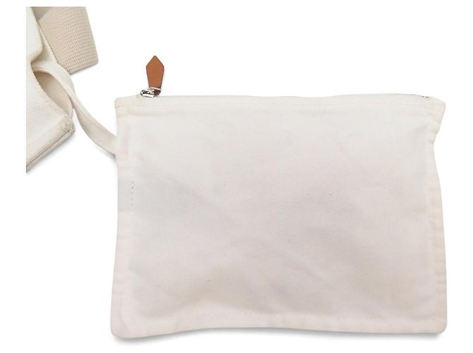Hermès BORSA A MANO HERMES FOURRE TOUT VERTICAL IN tela CABAS BIANCO POCHETTE BAG - vista 6