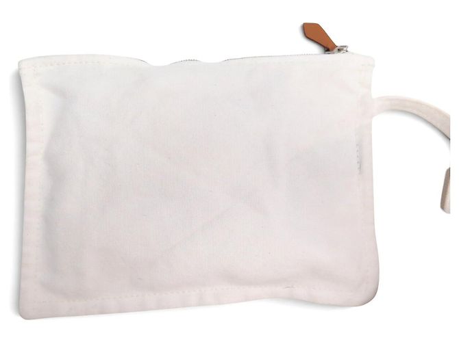 Hermès BORSA A MANO HERMES FOURRE TOUT VERTICAL IN tela CABAS BIANCO POCHETTE BAG - vista 7