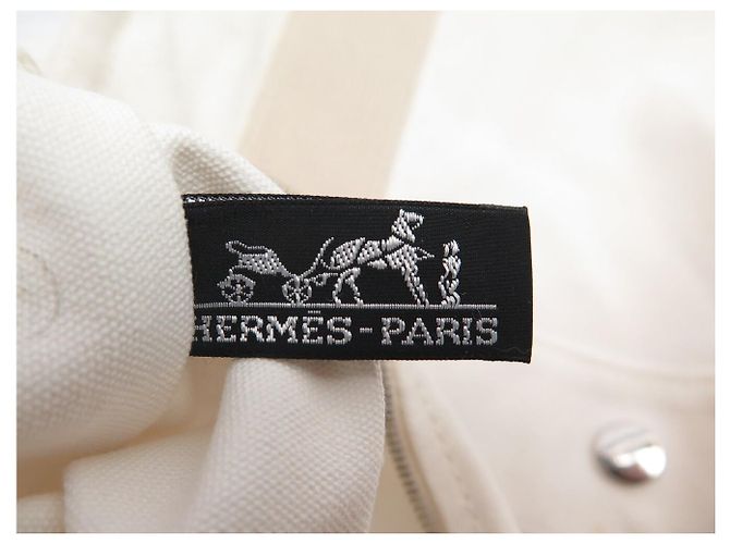 Hermès BORSA A MANO HERMES FOURRE TOUT VERTICAL IN tela CABAS BIANCO POCHETTE BAG - vista 8