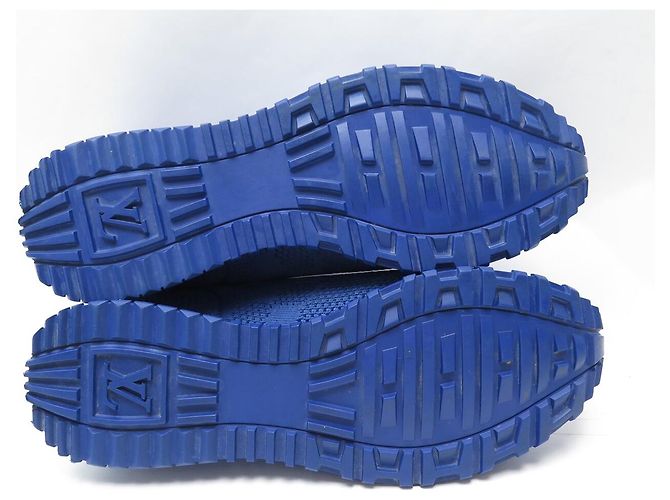 SCARPE LOUIS VUITTON SNEAKERS RUN AWAY 6 41 FR IN CANVAS DAMIER MESH BLU - vista 18