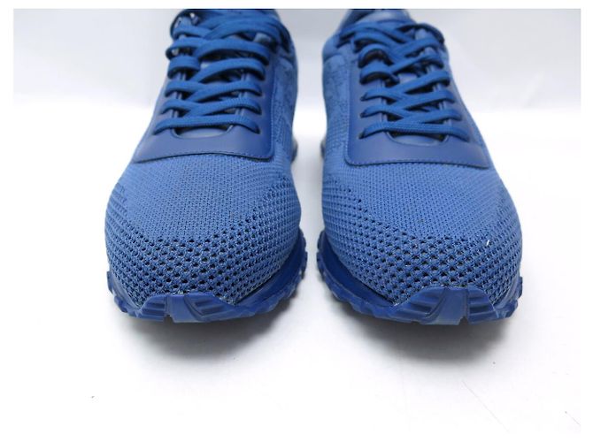 SCARPE LOUIS VUITTON SNEAKERS RUN AWAY 6 41 FR IN CANVAS DAMIER MESH BLU - vista 4