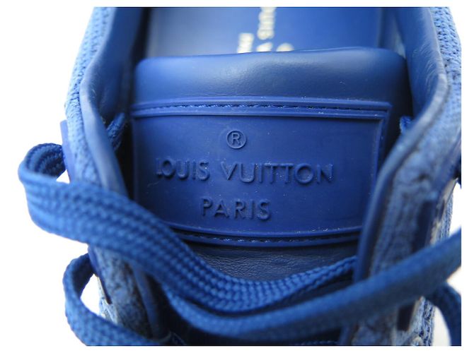 SCARPE LOUIS VUITTON SNEAKERS RUN AWAY 6 41 FR IN CANVAS DAMIER MESH BLU - vista 8
