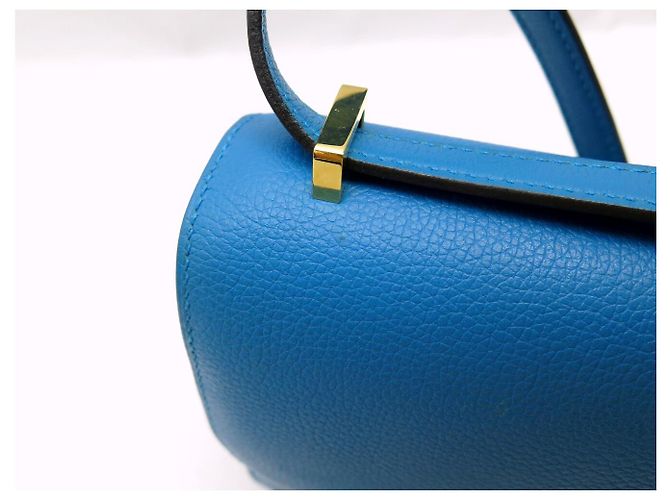 Hermès BORSA A MANO HERMES CONSTANCE 18 MINI IN PELLE BLU ZANZIBAR H DORATA BORSA A TRACCOLLA - vista 13