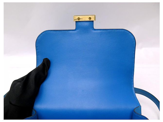 Hermès BORSA A MANO HERMES CONSTANCE 18 MINI IN PELLE BLU ZANZIBAR H DORATA BORSA A TRACCOLLA - vista 7