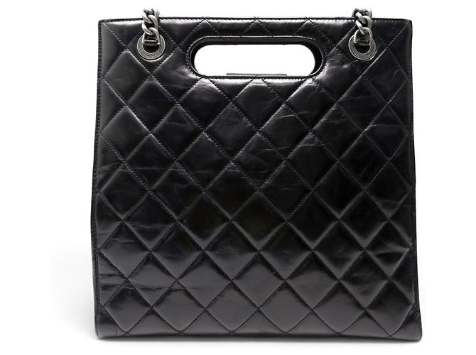NEUE CHANEL CABAS BOY VERSCHLUSS HANDTASCHE AUS SCHWAREM STEPPLEDER TOTE BAG - Ansicht 3