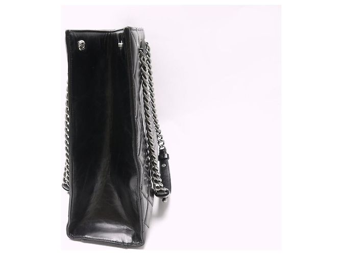 NEUE CHANEL CABAS BOY VERSCHLUSS HANDTASCHE AUS SCHWAREM STEPPLEDER TOTE BAG - Ansicht 9