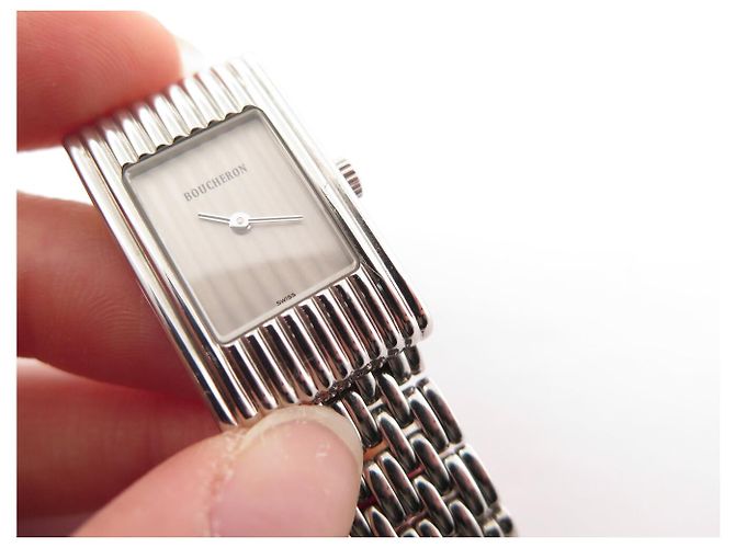 BOUCHERON REFLET SMALL 29 MM STAHLUHR + 5 ARMBÄNDER QUARTZ LADY WATCH Silber - Ansicht 15