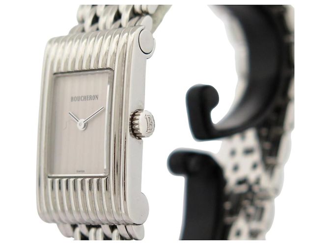BOUCHERON REFLET SMALL 29 MM STAHLUHR + 5 ARMBÄNDER QUARTZ LADY WATCH Silber - Ansicht 3