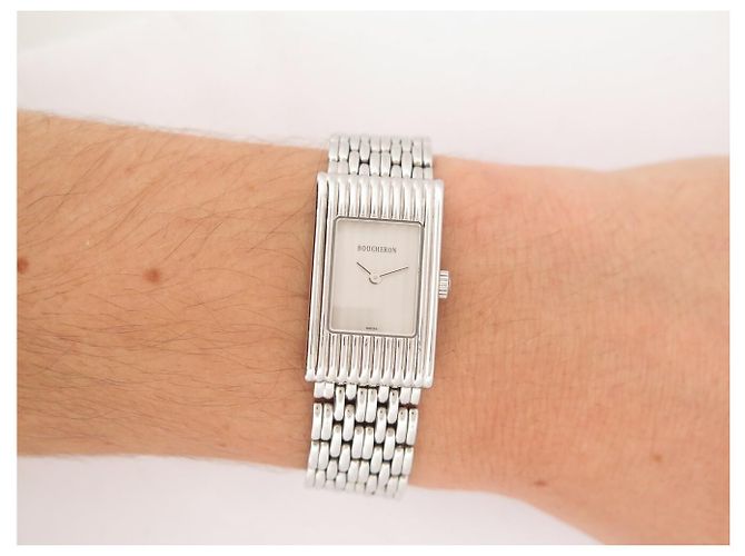 BOUCHERON REFLET SMALL 29 MM STAHLUHR + 5 ARMBÄNDER QUARTZ LADY WATCH Silber - Ansicht 4
