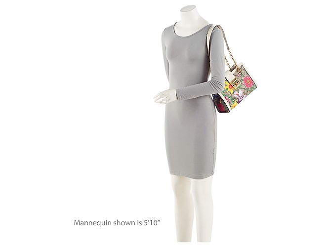 Bolso Tote Small Gucci GG Supreme Flora Padlock Castaño Beige - vista 5