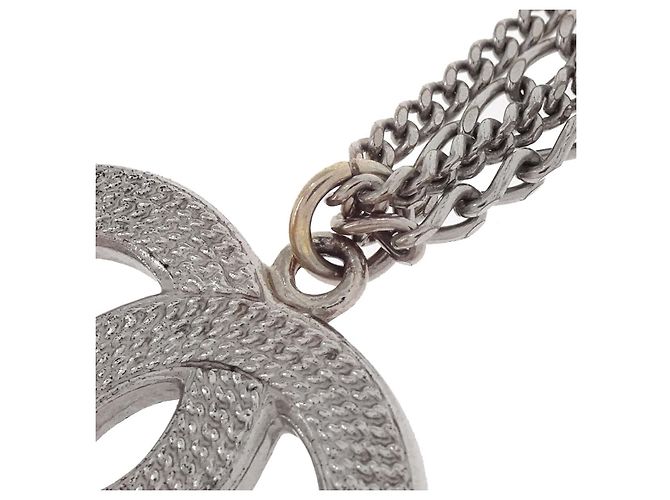 Collana a catena in metallo grande Chanel Quilted CC Argento - vista 5
